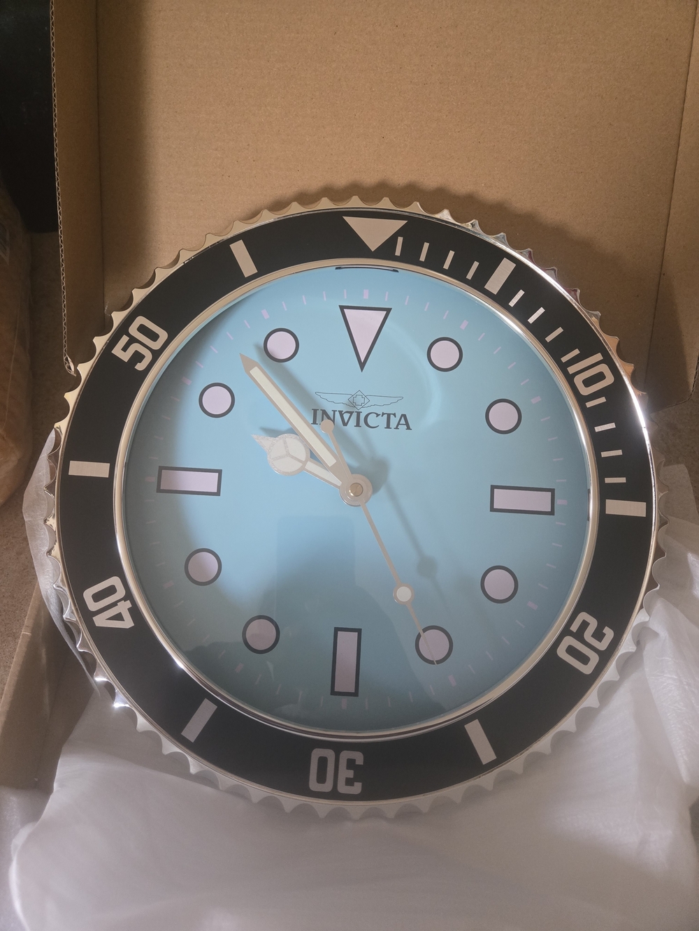 Invicta Aqua Turquoise Wall Clock with Black Bezel